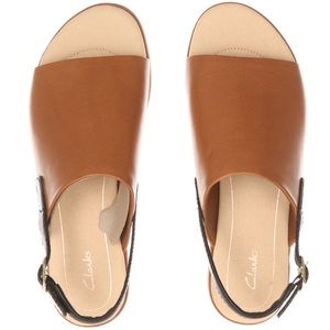 NWOT Clarks Women’s Bay Jasmine Brown Leather Slingback Sandals Sz 10